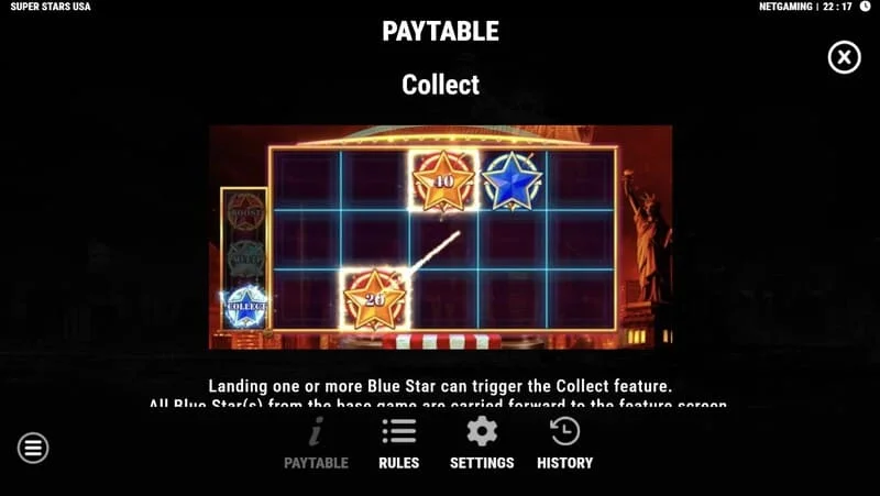 Super Stars USA - attivazione della funzione Collect